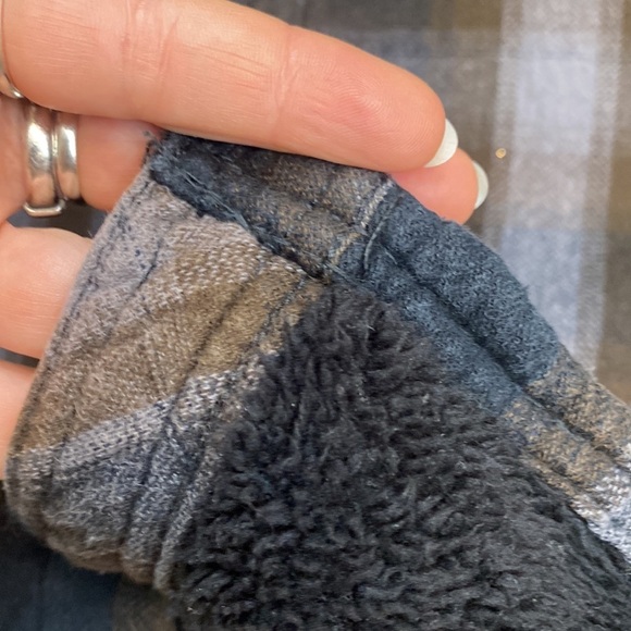 Boston Traders Sherpa‎ Plaid Flannel Shacket Shirt Jacket Grunge Casual Lined - Picture 8 of 14